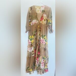 FARM Rio Floral Maxi Dress - Brown, Pink, Yellow
